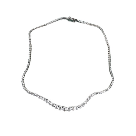 Dorsey CAMPBELL GRADUATED, LAB WHITE
SAPPHIRE SILVER RIVIERE NECKLACE 16” - Picture 4 of 7